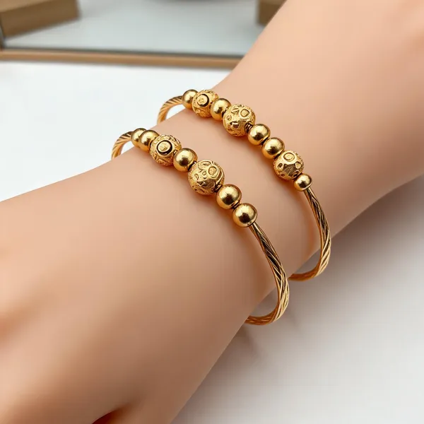 Gold-Tone_Beaded_Open_Cuff_Bracelet_For_Women