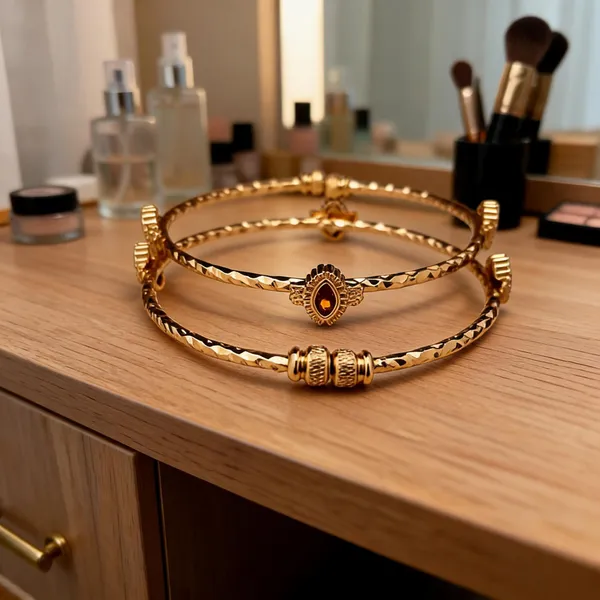 Gold_Tone_Textured_Bracelet_For_Women