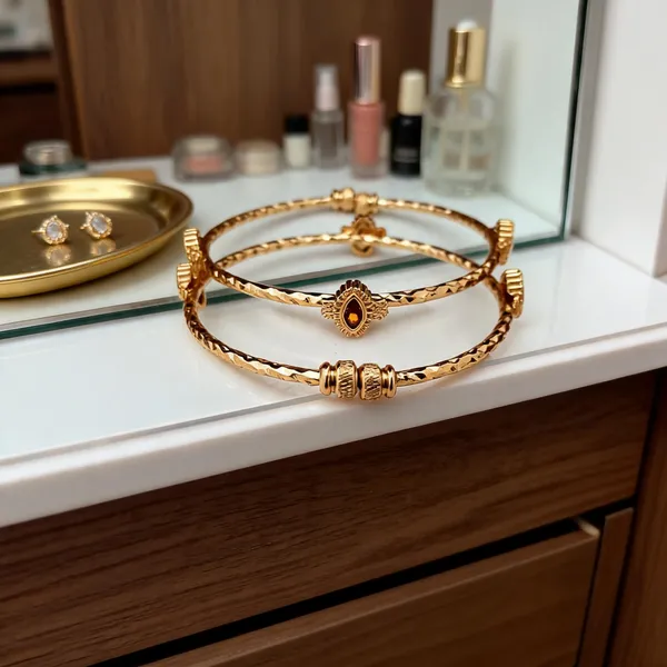 Gold_Tone_Textured_Bracelet_For_Women