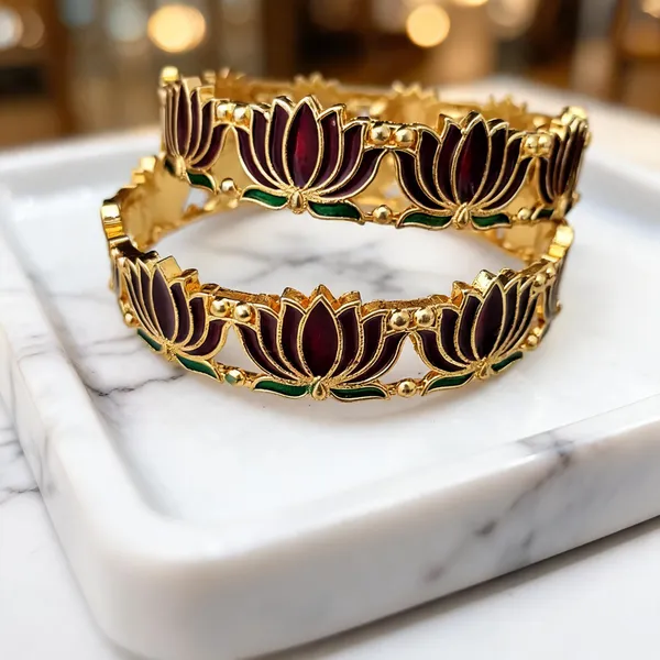 Gold_Tone_Lotus_Enamel_Bangles_For_Women