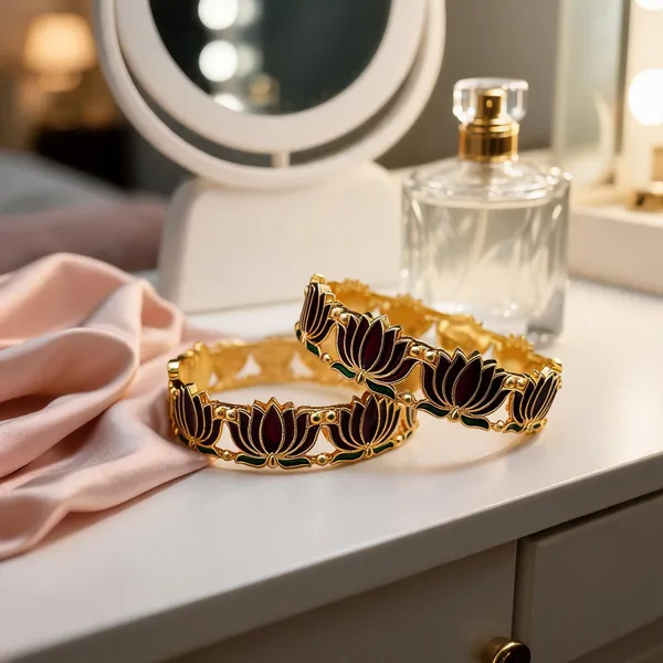 Gold_Tone_Lotus_Enamel_Bangles_For_Women