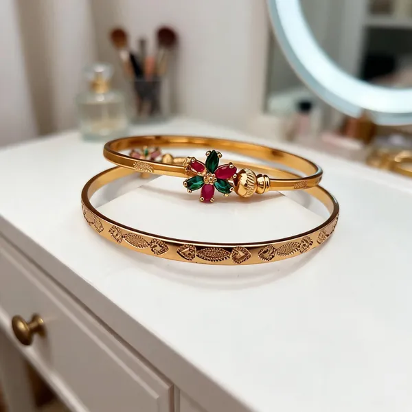 Gold-Tone_Floral_Stone_Bracelet_For_Women