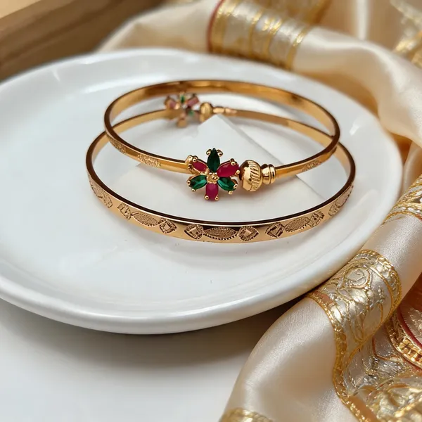 Gold-Tone_Floral_Stone_Bracelet_For_Women