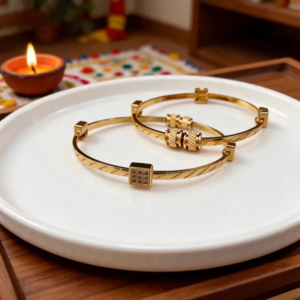 Gold_Tone_Textured_Bracelet_For_Women