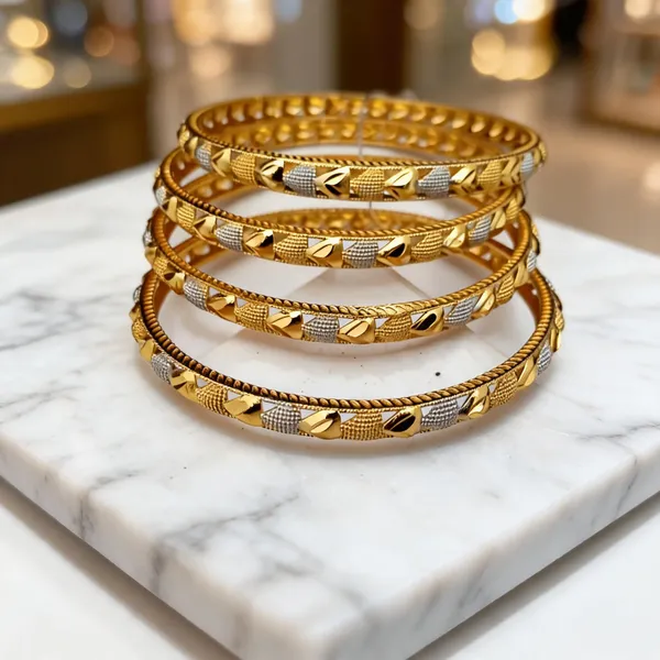 Gold_Tone_Textured_Bangle_Set_For_Women