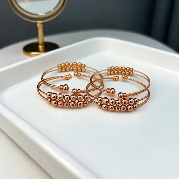 Gold_Tone_Beaded_Cuff_Bracelet_For_Women