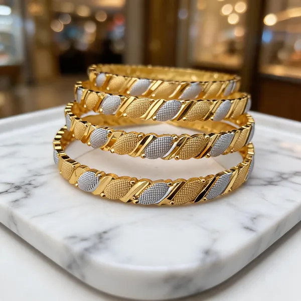 Gold_And_Silver_Tone_Textured_Bangle_Set_For_Women
