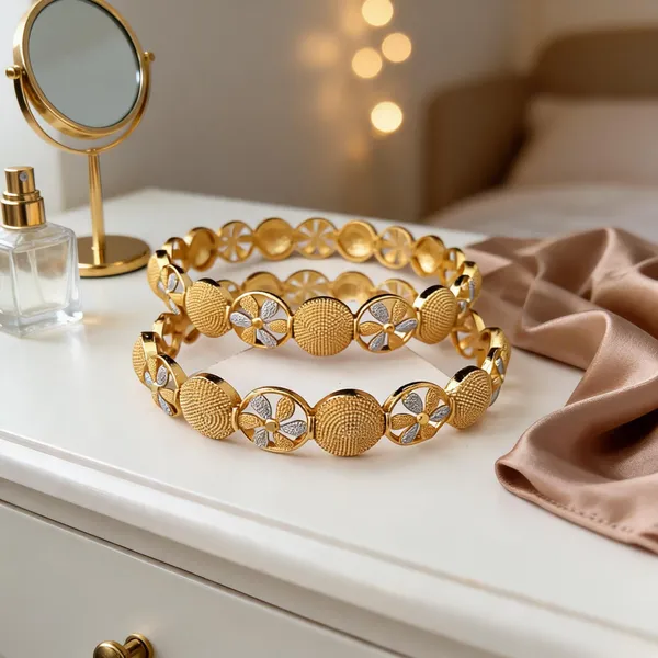 Gold_Tone_Metal_Floral_Design_Bangles_For_Women
