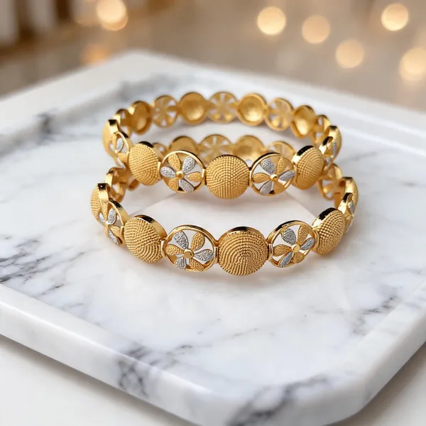 Gold_Tone_Metal_Floral_Design_Bangles_For_Women