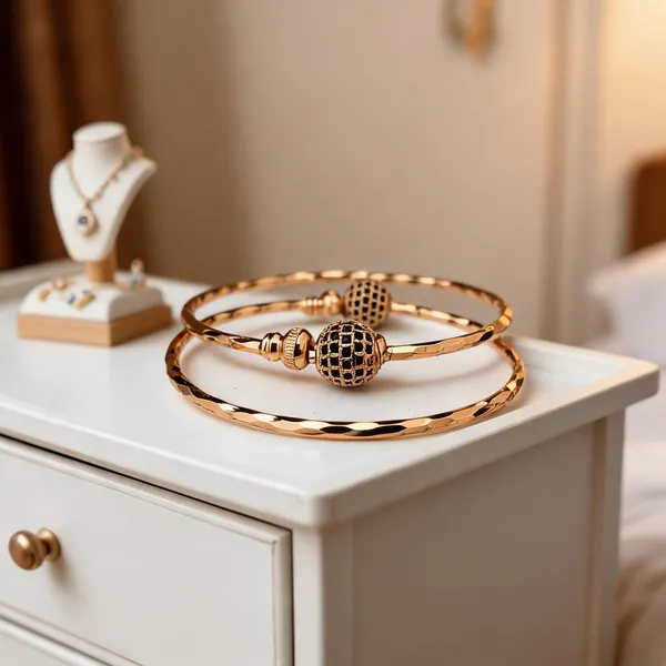 Gold_Tone_Textured_Ball_Bracelet_Set_For_Women
