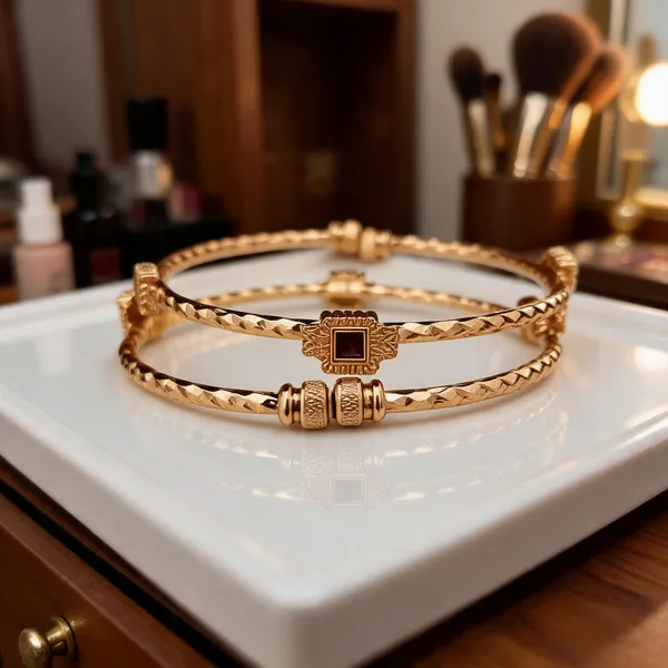 Gold_Tone_Textured_Bracelet_For_Women