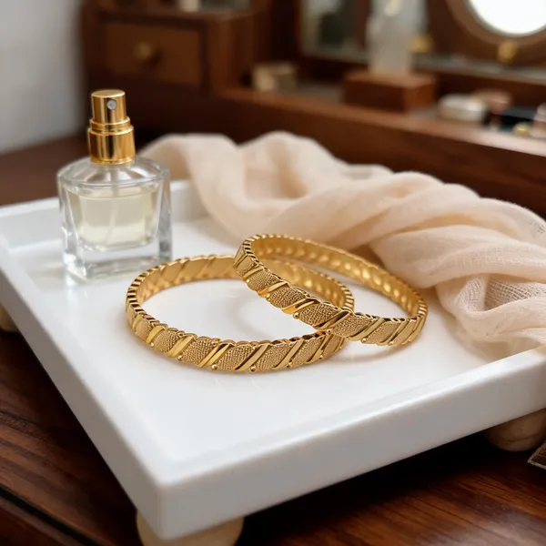 Gold_Tone_Textured_Bangle_Set_For_Women