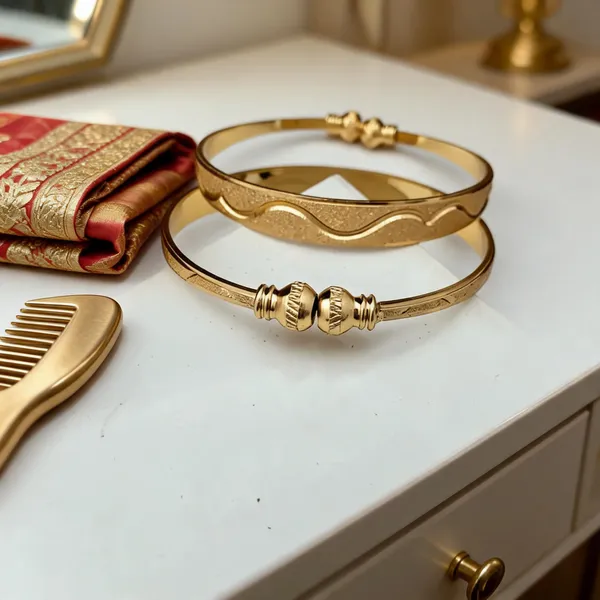 Gold_Tone_Textured_Bracelet_Set_For_Women