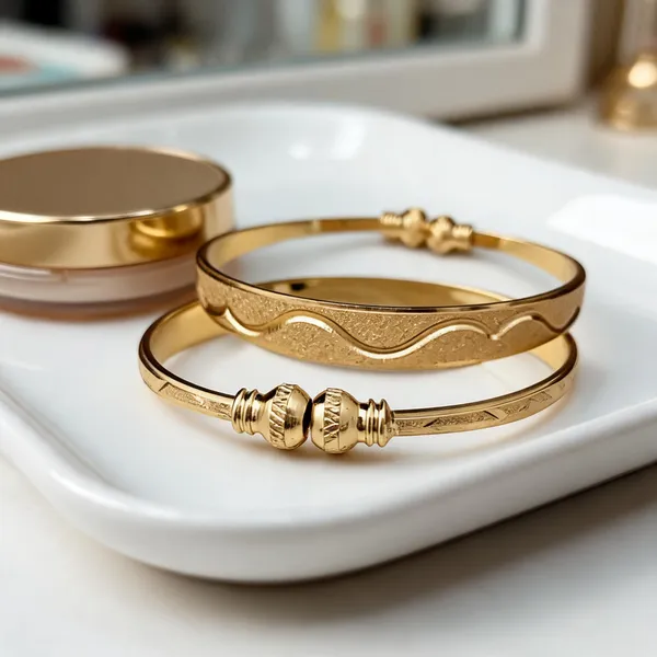 Gold_Tone_Textured_Bracelet_Set_For_Women
