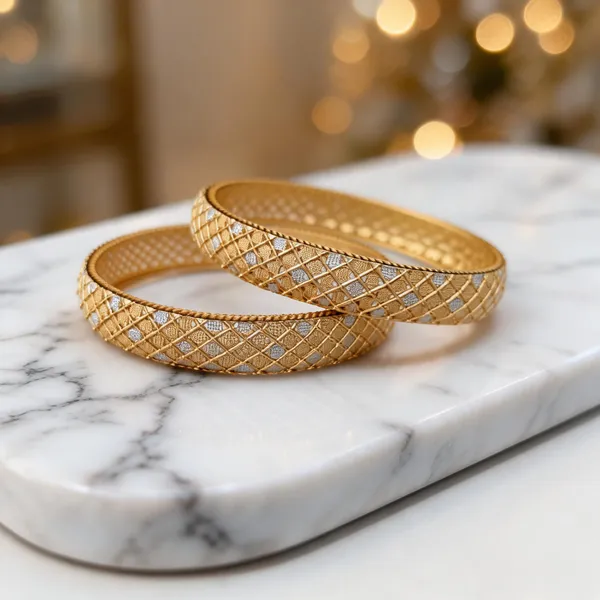 Gold_Tone_Lattice_Design_Bangles_For_Women
