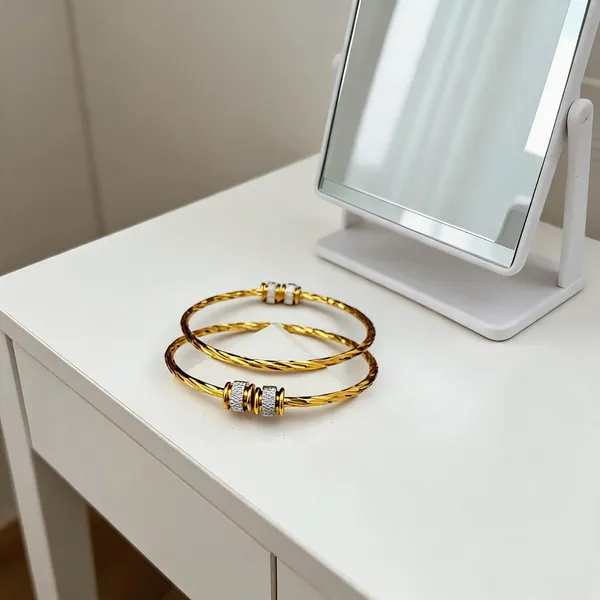 Gold_Tone_Textured_Bracelet_For_Women