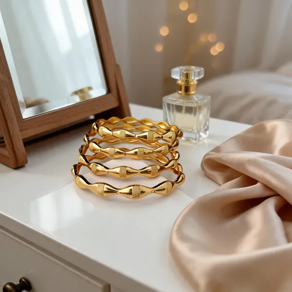 Gold-Tone_Textured_Bangles_Set_For_Women