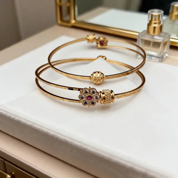 Gold_Tone_Floral_Design_Bracelet_Set_For_Women