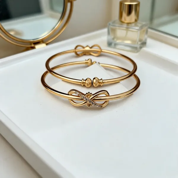 Gold_Tone_Bow_Design_Bracelet_For_Women