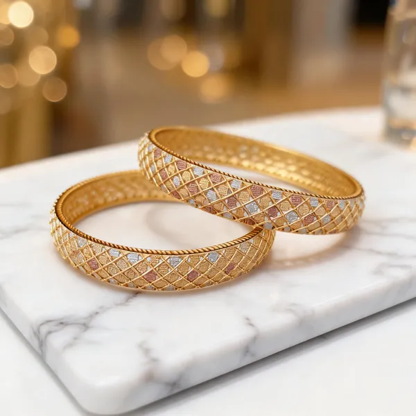 Gold_Tone_Lattice_Design_Bangles_For_Women