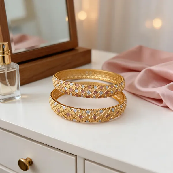 Gold_Tone_Lattice_Design_Bangles_For_Women