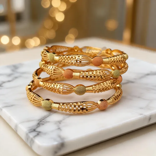 Gold_Tone_Textured_Bangle_Set_For_Women