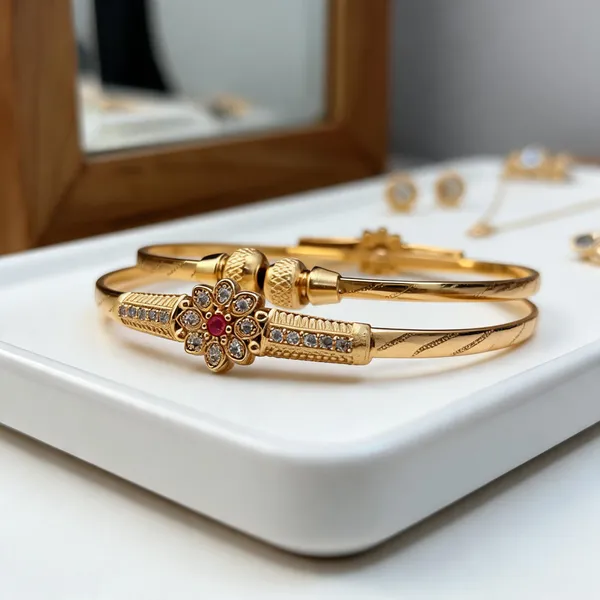 Gold_Tone_Floral_Design_Bracelet_For_Women