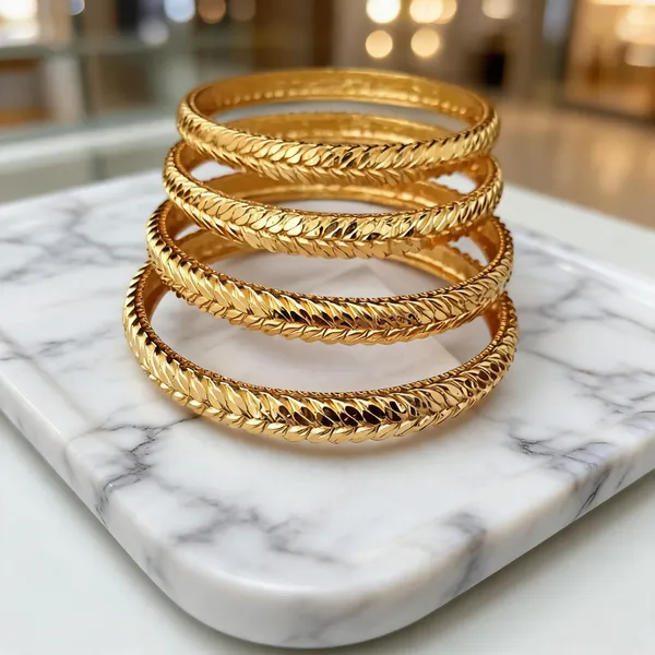 Gold_Tone_Leaf_Pattern_Bangles_Set_For_Women