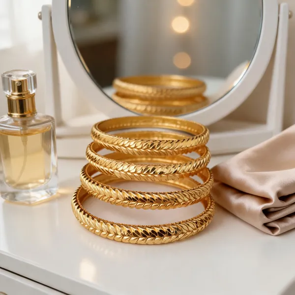 Gold_Tone_Leaf_Pattern_Bangles_Set_For_Women