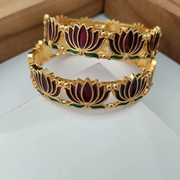 Gold_Tone_Lotus_Enamel_Bangles_For_Women