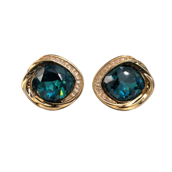 Gold_Stainless_Steel_Teal_Crystal_Stud_Earrings_For_Women