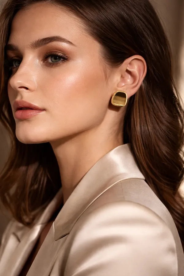 Gold_Stainless_Steel_Brushed_Finish_Statement_Stud_Earrings_For_Women
