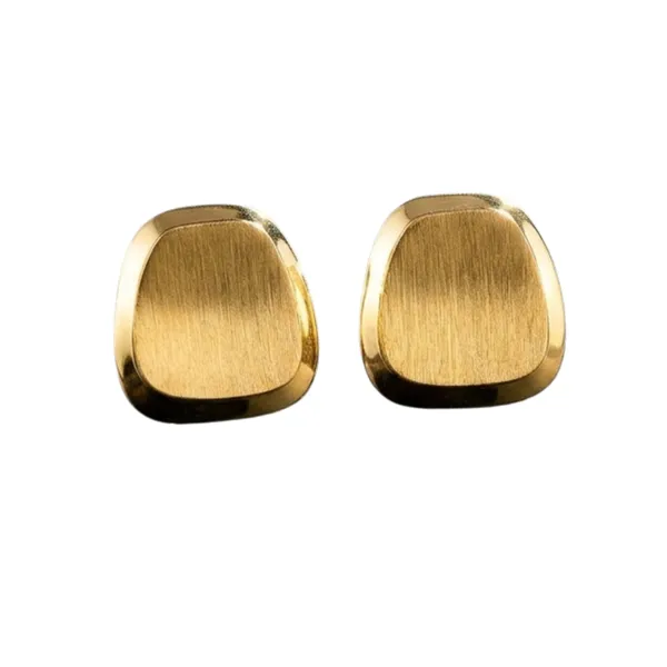 Gold_Stainless_Steel_Brushed_Finish_Statement_Stud_Earrings_For_Women