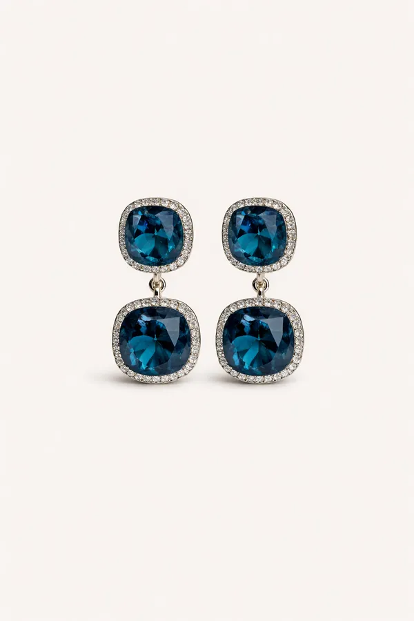 Gold_Stainless_Steel_Royal_Blue_Double_Drop_Earrings_For_Women