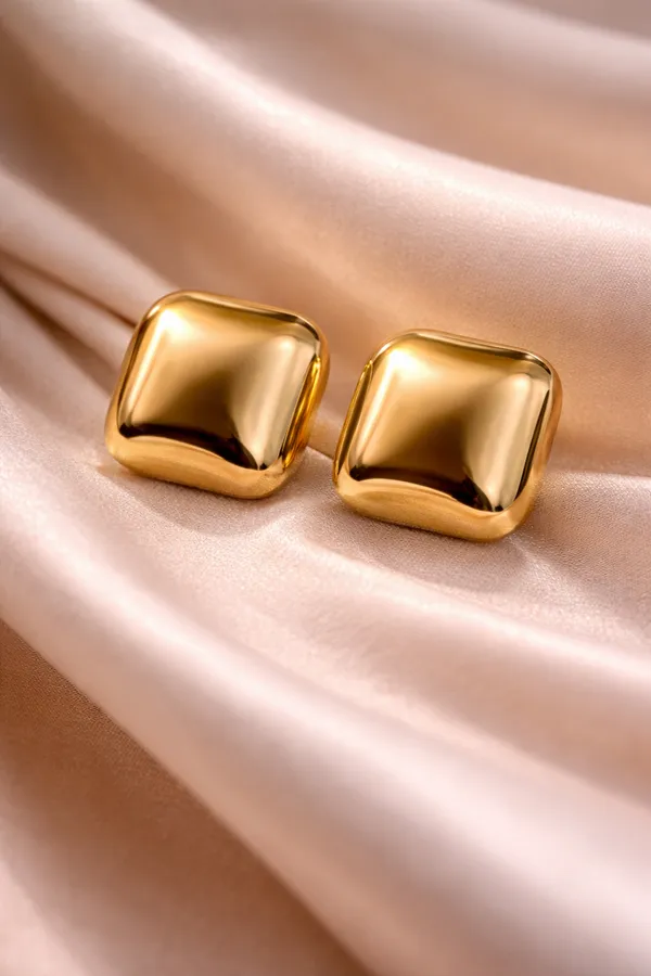 Gold_Stainless_Steel_Cushion_Stud_Earrings_For_Women