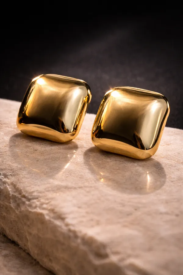 Gold_Stainless_Steel_Cushion_Stud_Earrings_For_Women