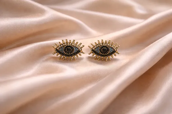Gold_Stainless_Steel_Blue_Accent_Mystic_Eye_Stud_Earrings_For_Women