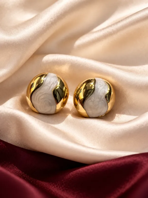 Gold_Stainless_Steel_Marble_Texture_Dome_Stud_Earrings_For_Women