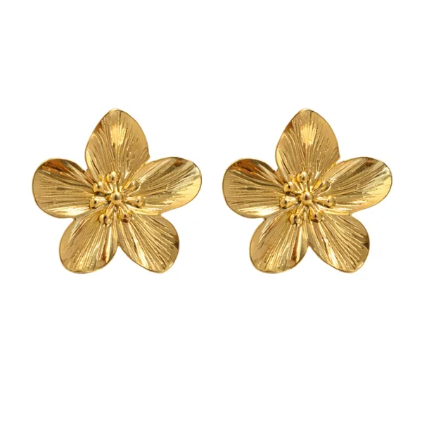 Gold_Stainless_Steel_Floral_Blossom_Stud_Earrings_For_Women