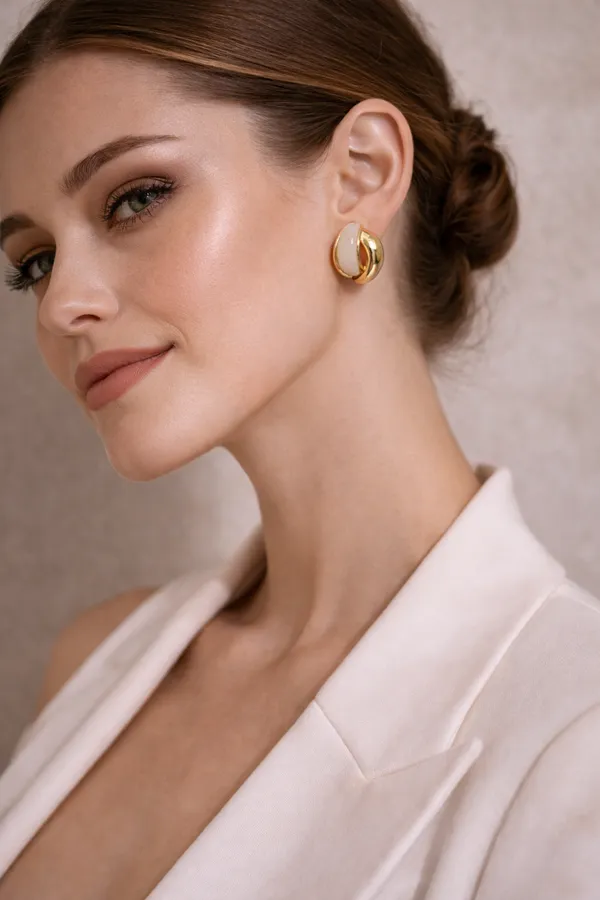 Gold_Stainless_Steel_Ivory_Inlay_Sculpted_Stud_Earrings_For_Women