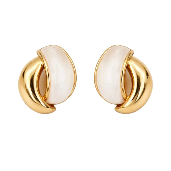 Gold_Stainless_Steel_Ivory_Inlay_Sculpted_Stud_Earrings_For_Women
