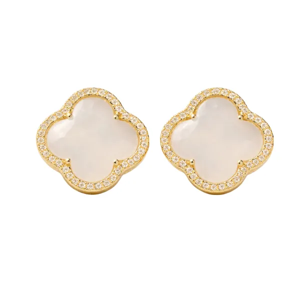 Gold_Stainless_Steel_Clover_Stone_Stud_Earrings_For_Women
