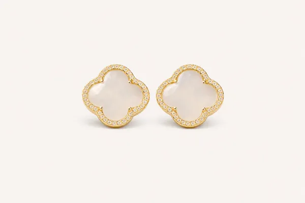 Gold_Stainless_Steel_Clover_Stone_Stud_Earrings_For_Women