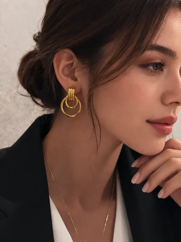 Gold_Stainless_Steel_Layered_Ring_Drop_Earrings_For_Women