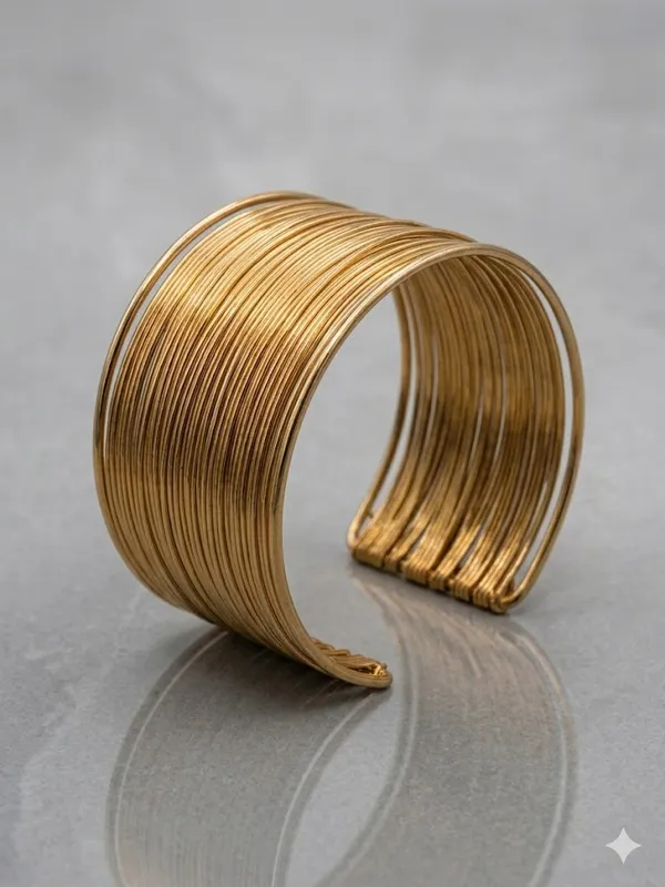 Gold_Stainless_Steel_Layered_Cuff_Bracelet_For_Women