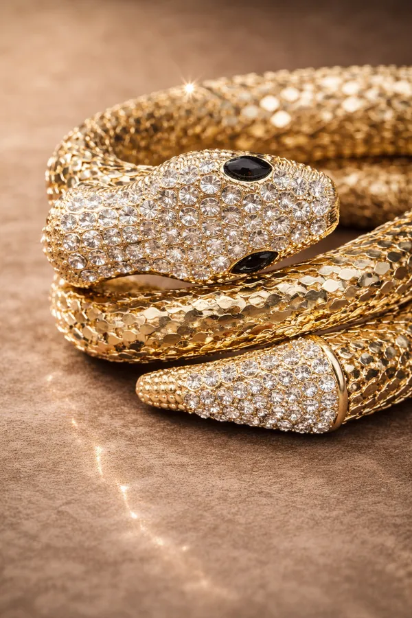 Gold_Stainless_Steel_Crystal_Studded_Snake_Wrap_Bracelet_For_Women