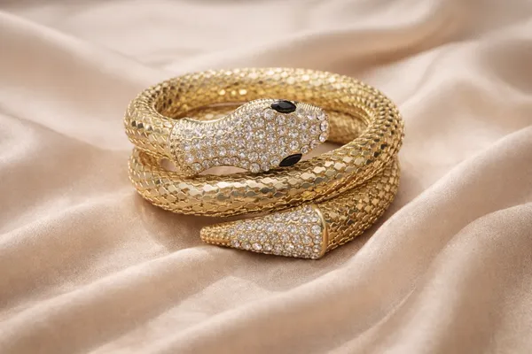 Gold_Stainless_Steel_Crystal_Studded_Snake_Wrap_Bracelet_For_Women