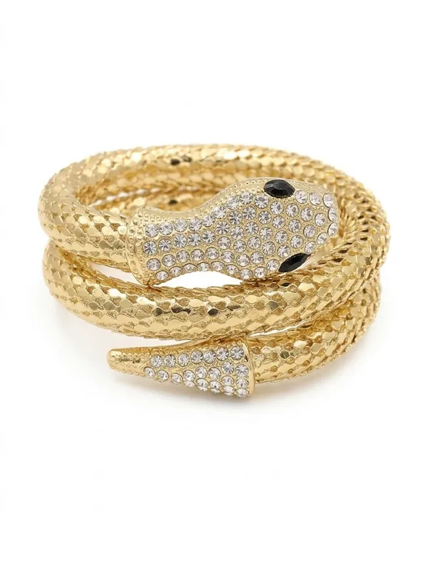 Gold_Stainless_Steel_Crystal_Studded_Snake_Wrap_Bracelet_For_Women