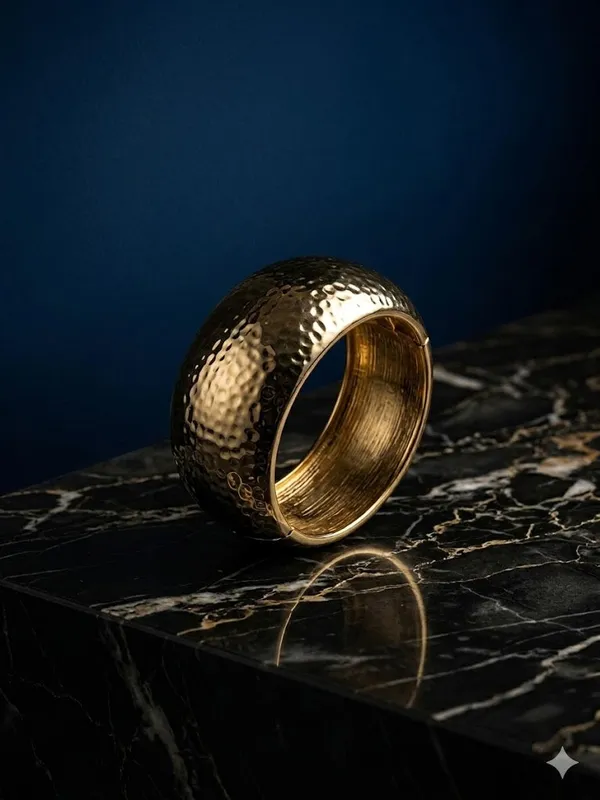 Gold_Stainless_Steel_Hammered_Statement_Cuff_Bangle_For_Women
