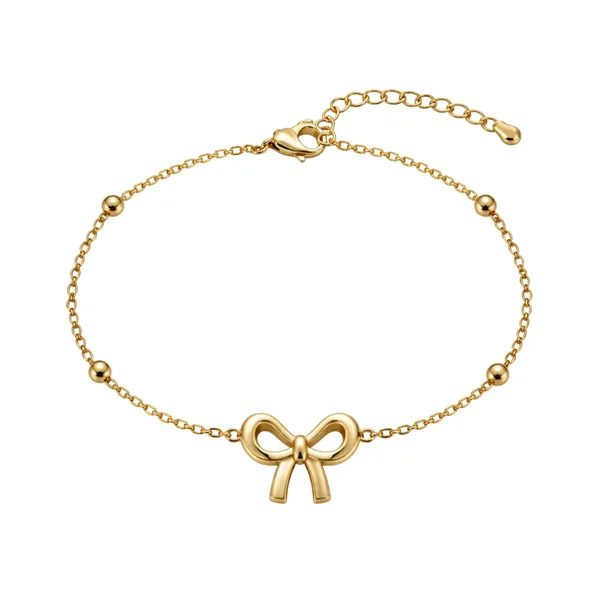 Gold_Stainless_Steel_Bow_Charm_Chain_Bracelet_For_Women